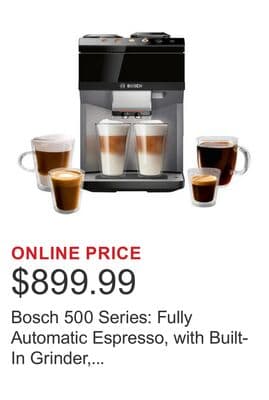 Bosch 500 Series: Fully Automatic Espresso, with Built-In Grinder, Ground & Whole Beans