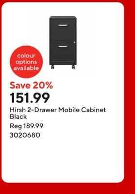 Hirsh 2-Drawer Mobile Cabinet Black
