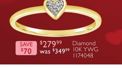 10K Yellow & White Gold Diamond Heart Ring