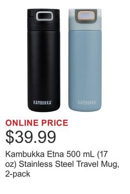 Kambukka Etna 500 mL (17 oz) Stainless Steel Travel Mug, 2-pack