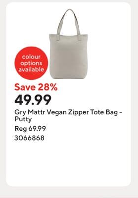Gry Mattr Vegan Zipper Tote Bag - Putty