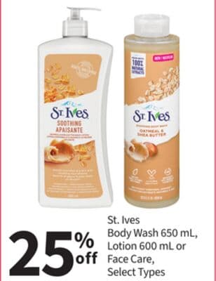 St. Ives Body Wash 650 mL, Lotion 600 mL or Face Care