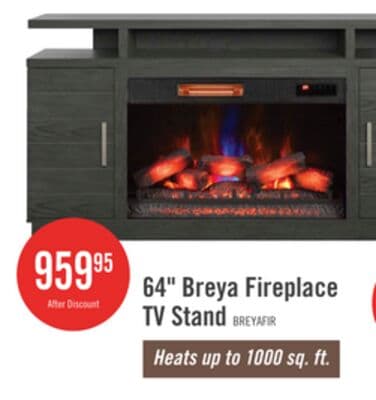 Breya 64" Modern Electric Fireplace TV Stand with Storage & USB Charging for TVs up to 70"- Grey