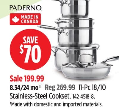 PADERNO 11-Pc 18/10 Stainless-Steel Cookset.