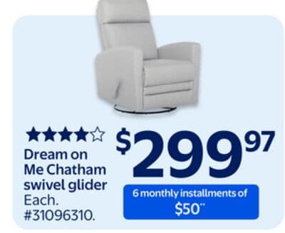 Dream on Me Chatham swivel glider