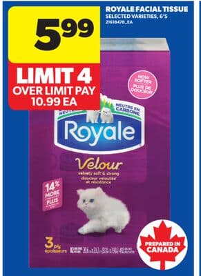 ROYALE FACIAL TISSUE, 6' S