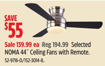 Selected NOMA 44˝ Ceiling Fans with Remote