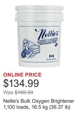 Nellie's Bulk Oxygen Brightener 1,100 loads, 16.5 kg (36.37 lb)