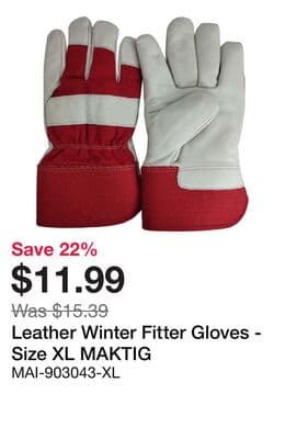 Leather Winter Fitter Gloves - Size XL