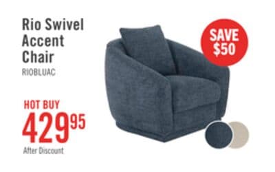 Rio 34.5" Chenille Fabric Swivel Accent Chair - Blue