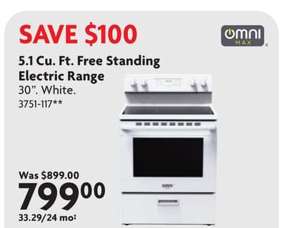 5.1 Cu. Ft. Free Standing Electric Range