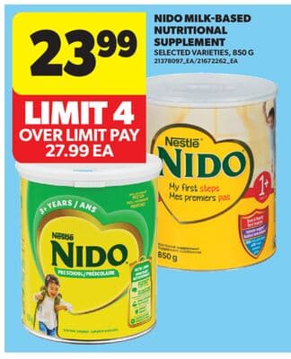 NIDO MILK-BASED NUTRITIONAL SUPPLEMENT, 850 G