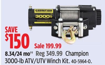 Champion 3000-lb ATV/UTV Winch Kit