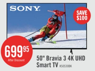 SONY 50" Bravia 3 LED 4K UHD Smart Google TV (K50S30) - 2024 Model