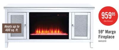 Margo 59" Glam Electric Fireplace TV Stand with Storage and Cable Management for TVs up to 65"- Silver