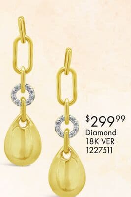 Diamond Paperclip Earrings in 18K Yellow Gold Vermeil