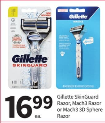 Gillette SkinGuard Razor, Mach3 Razor or Mach3 3D Sphere Razor