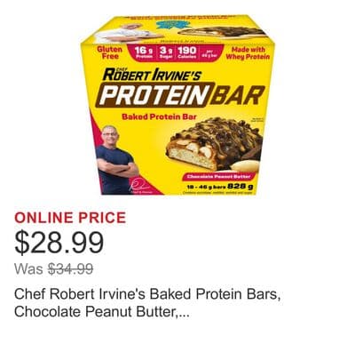 Chef Robert Irvine's Baked Protein Bars, Chocolate Peanut Butter, 18 × 46 g