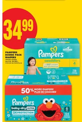 PAMPERS ECONO PACK DIAPERS, SIZE N-8, 58-200'S