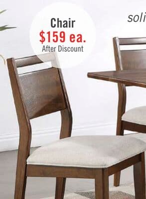 Vale Dining Chair with Polyester Fabric, Wood, Ladder-back - Brown & Beige