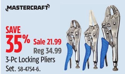 Mastercraft 3-Pc Locking Pliers Set