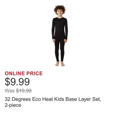 32 Degrees Eco Heat Kids Base Layer Set, 2-piece