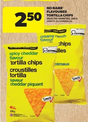 NO NAME® FLAVOURED TORTILLA CHIPS, 200 G