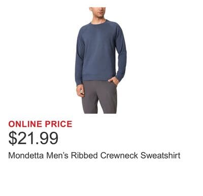 Mondetta Men's Ribbed Crewneck Sweatshirt