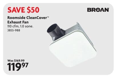 Roomside CleanCover TM Exhaust Fan