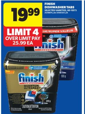 FINISH DISHWASHER TABS, 60-105' S