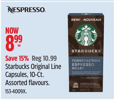 Nespresso Starbucks Original Line Capsules, 10-Ct. Assorted flavours.
