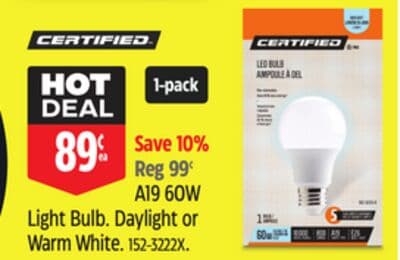 Certified A19 60W Light Bulb