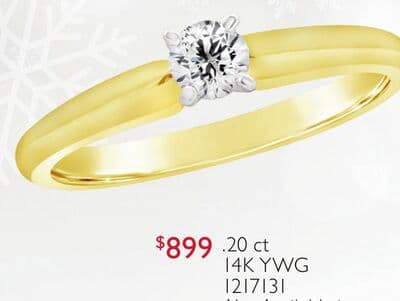 0.20 CT Diamond Solitaire Ring in 14K Yellow and White Gold