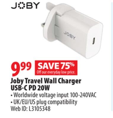 Joby Travel Wall Charger USB-C PD 20W