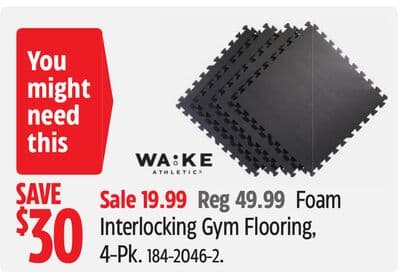 Foam Interlocking Gym Flooring, 4-Pk