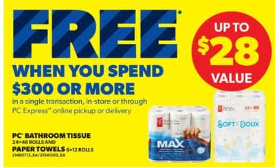 PC® BATHROOM TISSUE 24 = 48 ROLLS AND PAPER TOWELS 6 = 12 ROLLS