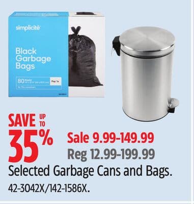 Selected Garbage Cans and Bags.