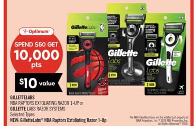 GILLETTELABS NBA RAPTORS EXFOLIATING RAZOR 1-UP or GILLETTE LABS RAZOR SYSTEMS