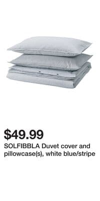 SOLFIBBLA Duvet cover and pillowcase(s), white blue/stripe