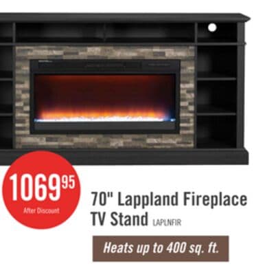 Lappland 70" Electric Fireplace TV Stand with Storage and Cable Management for TVs up to 80"- Black