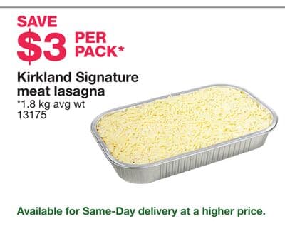 Kirkland Signature meat lasagna