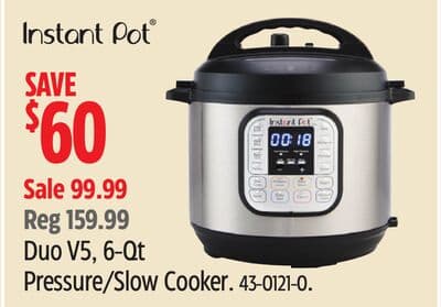 Instant Pot Duo V5, 6-Qt Pressure/Slow Cooker