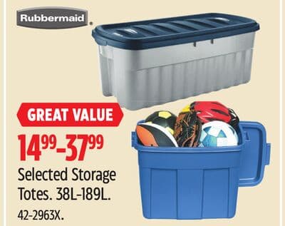 Rubbermaid Selected Storage Totes.