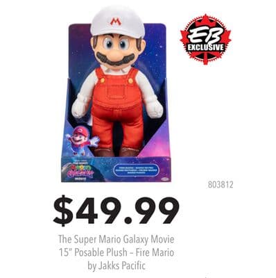 The Super Mario Galaxy Movie 15" Posable Plush – Fire Mario by Jakks Pacific