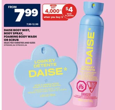 DAISE BODY MIST, BODY SPRAY, FOAMING BODY WASH OR SCRUB