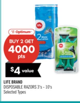 LIFE BRAND DISPOSABLE RAZORS 3's - 10's