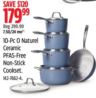 10-Pc O Naturel Ceramic PFAS-Free Non-Stick Cookset.