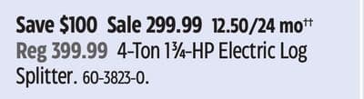 4-Ton 13⁄4-HP Electric Log Splitter