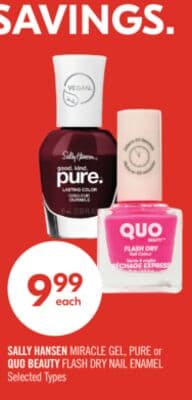 SALLY HANSEN MIRACLE GEL, PURE or QUO BEAUTY FLASH DRY NAIL ENAMEL
