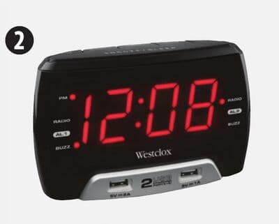 Westclox Clock Radio with USB Charging Outlet
